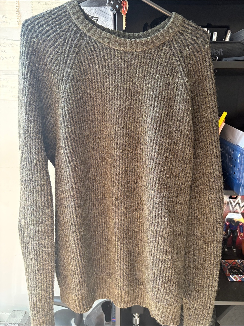 Old Navy Men's Olive Ribbed Crewneck Sweater